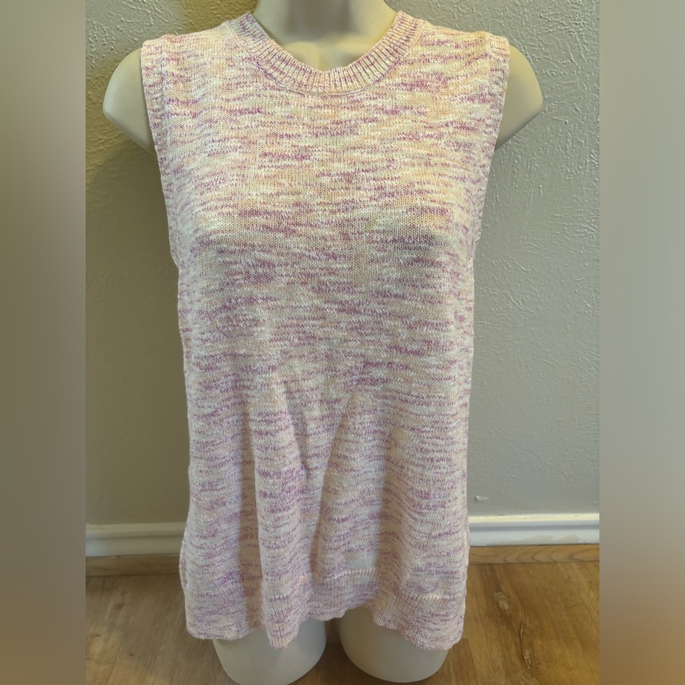 J.Crew Women's Size S Small Pink Crew Neck Linen Blend Sleeveless Sweater Vest